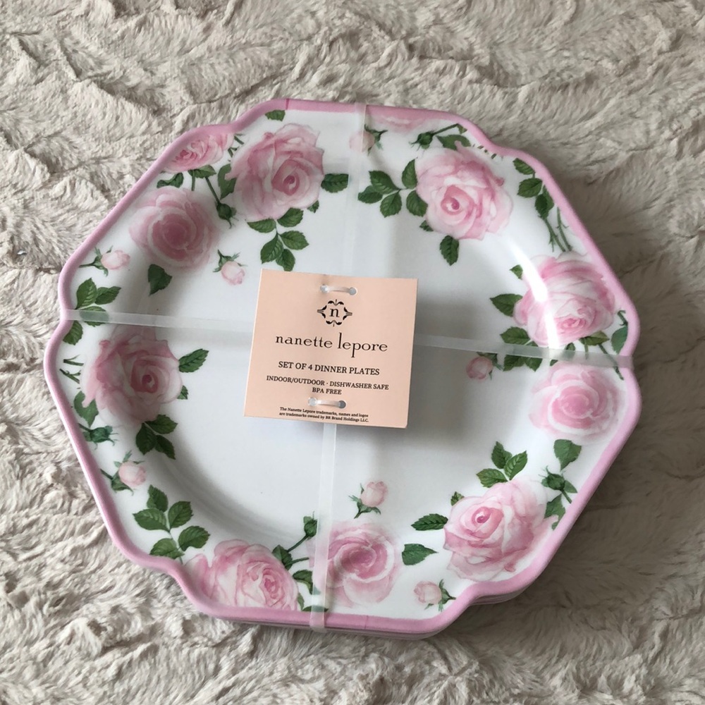 Nanette Lepore Pink Rose Floral Dinner Plates